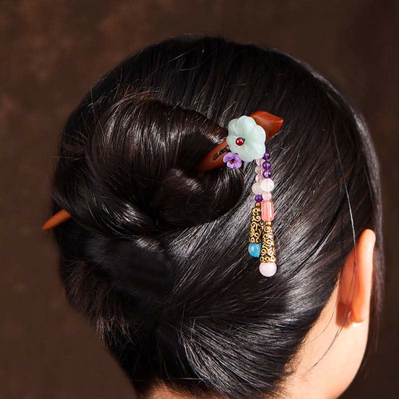 Nimara Ritual Red Sandalwood Amethyst Aventurine Protection Hairpin Decoration