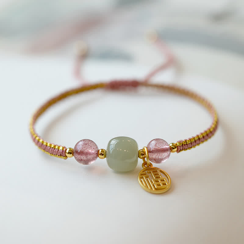 Nimara Ritual Red Agate Jade Lotus Confidence Calm String Bracelet