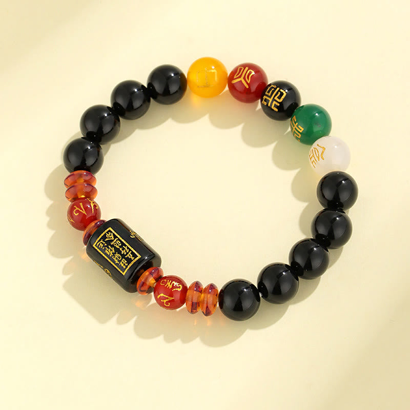 Nimara Ritual Five Elements Black Onyx Red Agate Wisdom Wealth Bracelet