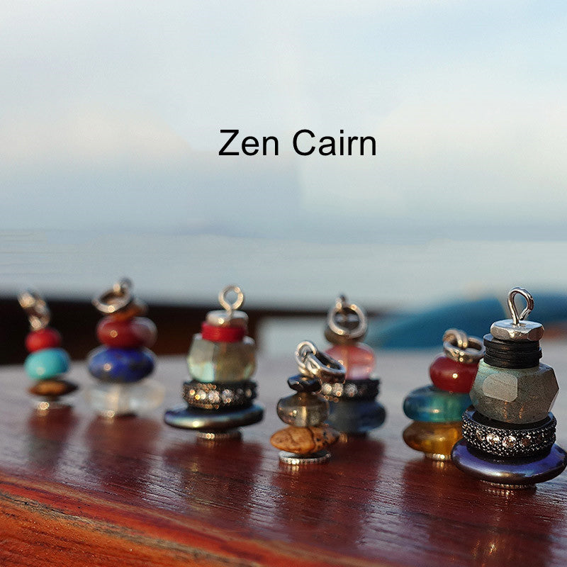 Nimara Ritual Zen Cairn Labradorite Various Crystals Calm Pendant Necklace