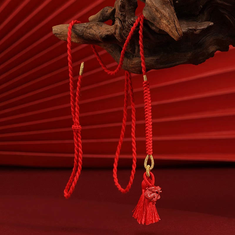 Nimara Ritual Natural Cinnabar Dragon Blessing Red String Belly Chain