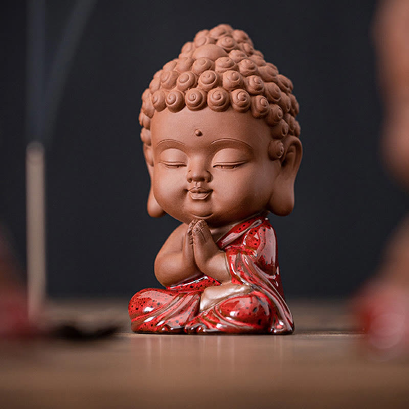 Nimara Ritual Mini Gautama Buddha Sakyamuni Kwan Yin Avalokitesvara Ksitigarbha Serenity Ceramic Desk Decoration