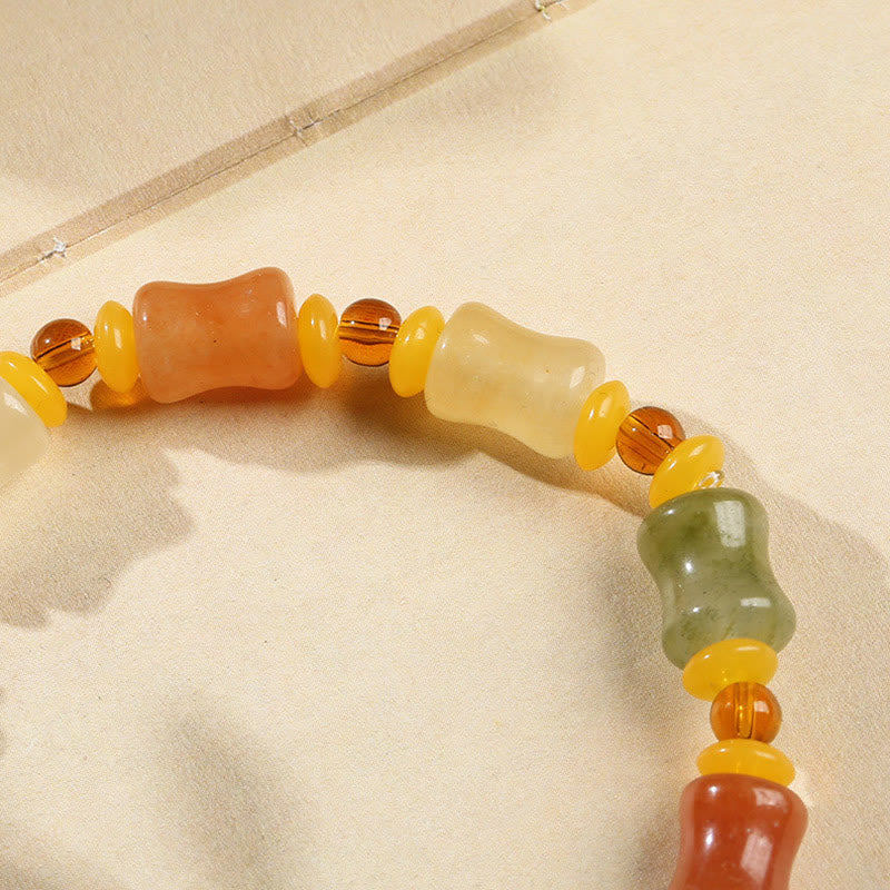 Nimara Ritual Natural Golden Silk Jade Gourd Wealth Charm Bracelet