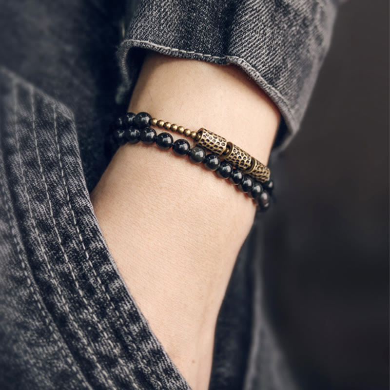 Nimara Ritual Rainbow Obsidian Copper Love Double Wrap Bracelet