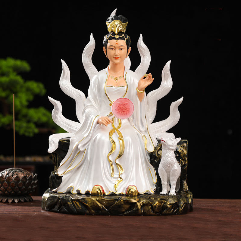 Nimara Ritual Nine Tailed Fox Fairy Luck Protection Resin Home Decoration
