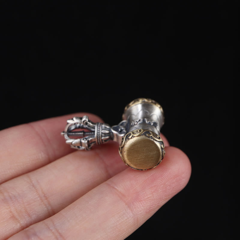 Nimara Ritual Tibet 925 Sterling Silver Om Mani Padme Hum Dorje Bell Vajra Engraved Enlightenment Pendant Hanging Decoration