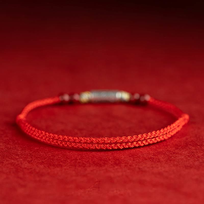Nimara Ritual 925 Sterling Silver Koi Fish Cinnabar Bead Wealth Handcrafted Braided Bracelet Anklet