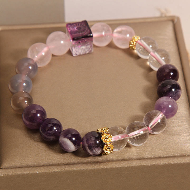 Nimara Ritual Natural Amethyst Pink Crystal Inner Peace And Healing Bracelet