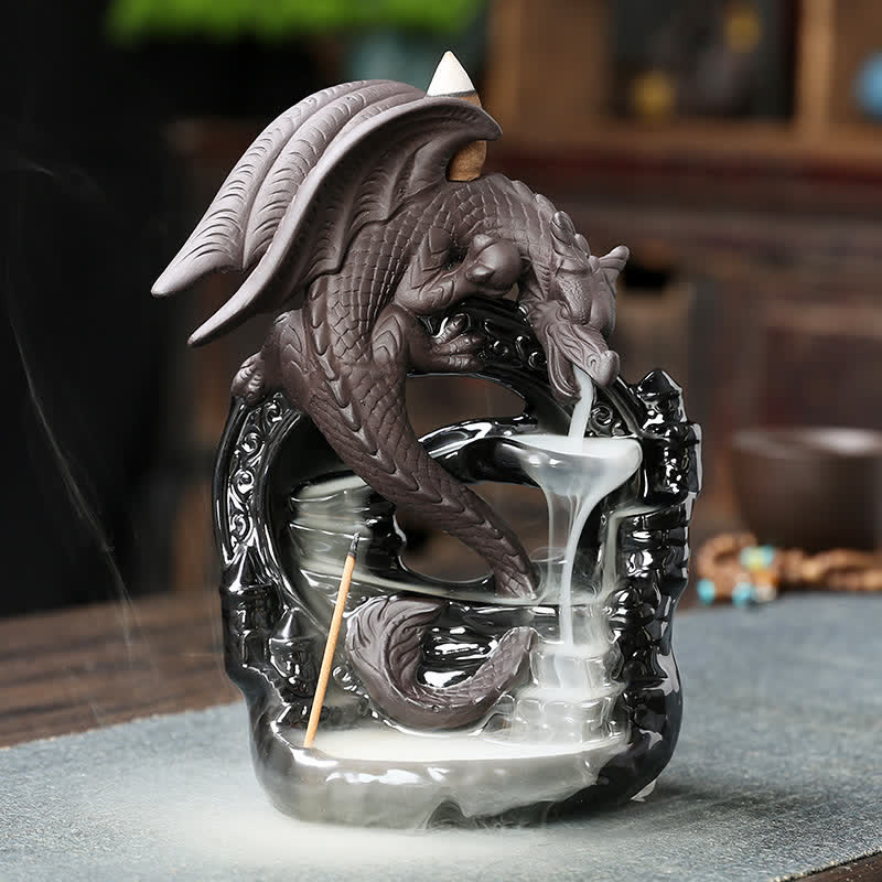 Nimara Ritual Nordic Pterosaur Dragon Ceramic Backflow Smoke Fountain Protection Healing Incense Burner Decoration
