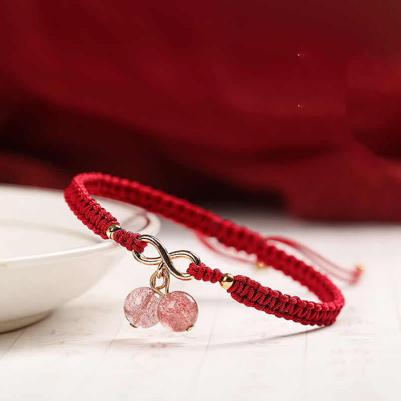 Nimara Ritual Natural Strawberry Quartz Amethyst Green Phantom Bead Positive Bracelet