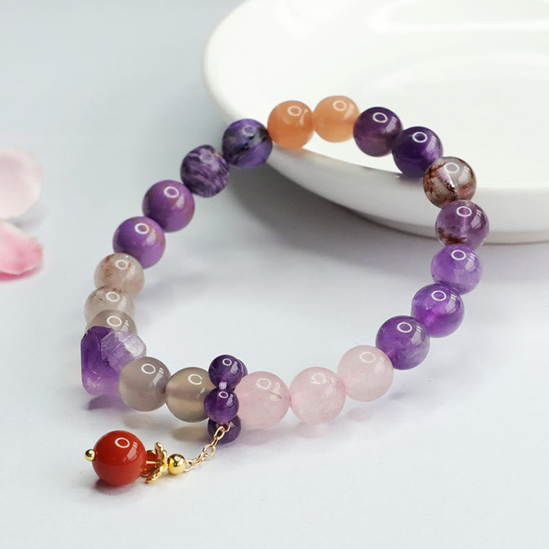 Nimara Ritual Natural Amethyst Crystal Inner Peace Healing Bead Charm Bracelet