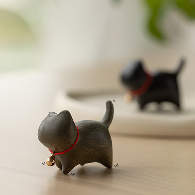 Nimara Ritual Green Sandalwood Small Leaf Red Sandalwood Cute Cat Animals Soothing Peace Decoration