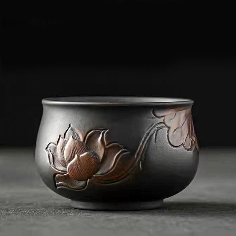 Nimara Ritual Lotus Leaf Flower Landscape Dragon Bamboo Ceramic Teacup Kung Fu Tea Cup Bowl