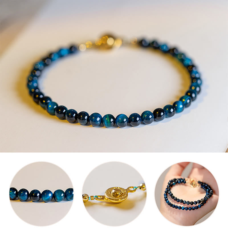 Nimara Ritual Natural Blue Tiger Eye Stone Protection Chain Bracelet