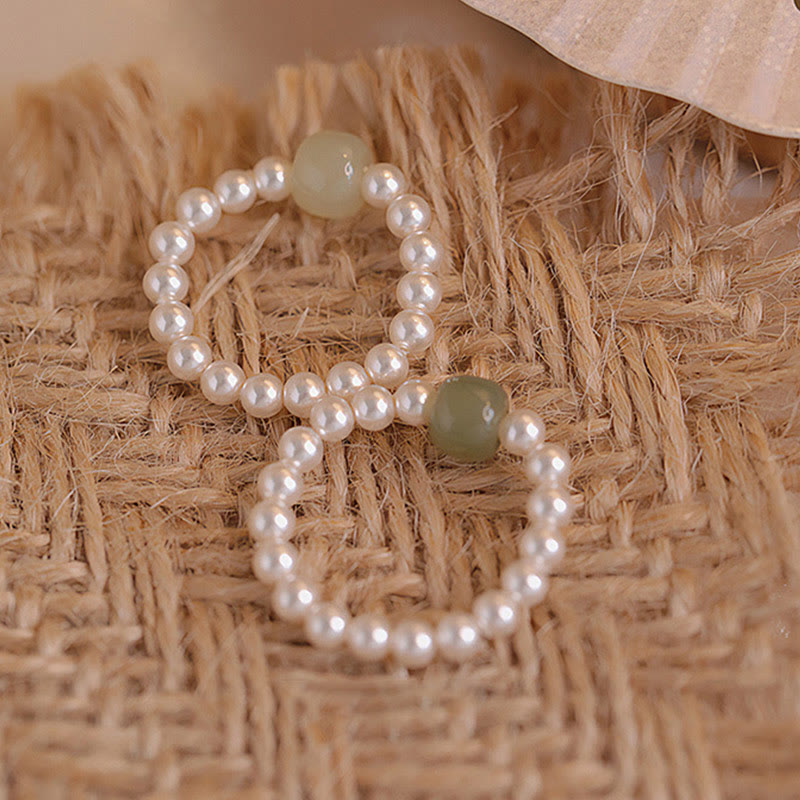 Nimara Ritual Round Jade Pearl Beads Luck Ring