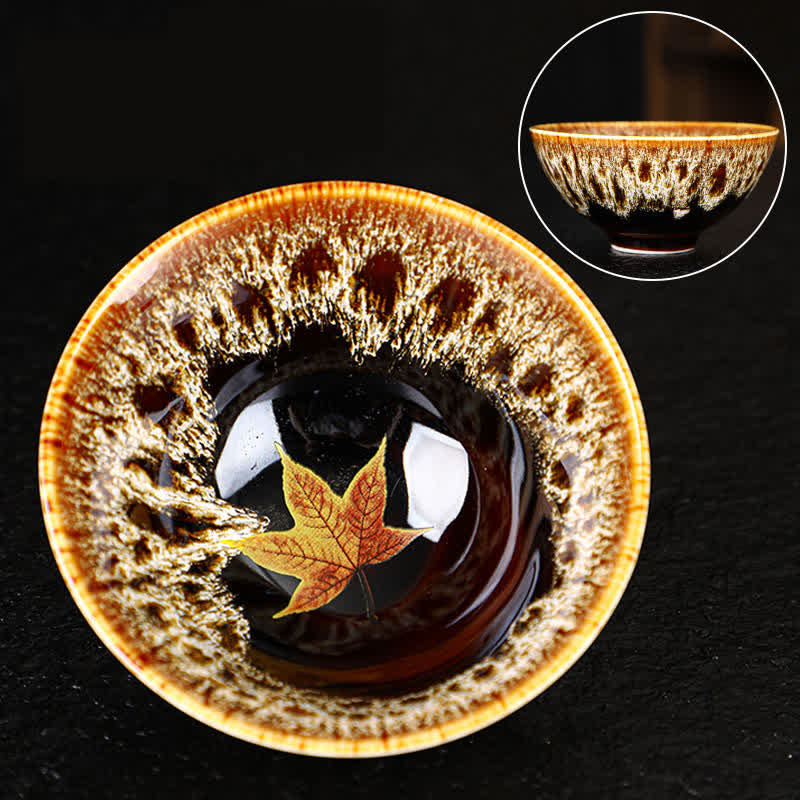 Nimara Ritual Maple Leaf Colorful Ceramic Teacup Home Tea Cups