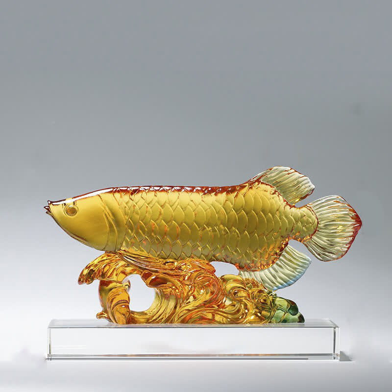 Nimara Ritual Handmade Liuli Crystal Koi Fish Art Piece Luck Home Office Decoration