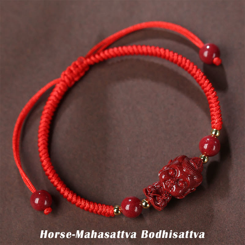 Nimara Ritual Chinese Zodiac Natal Buddha Cinnabar Amulet Blessing String Bracelet