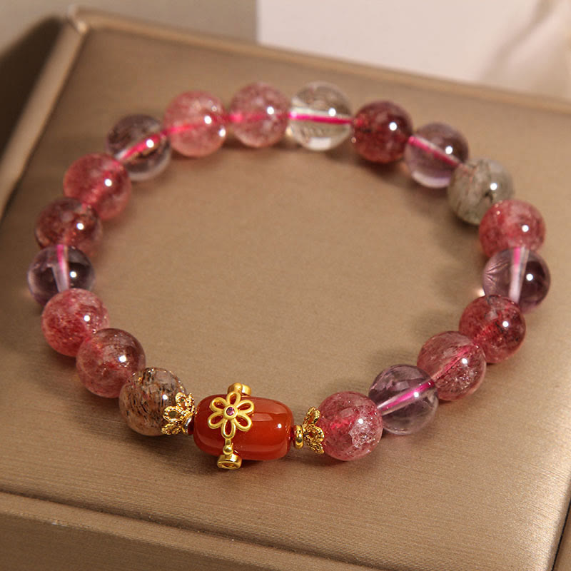 Nimara Ritual Natural Super Seven Crystal Red Agate Positivity Bracelet