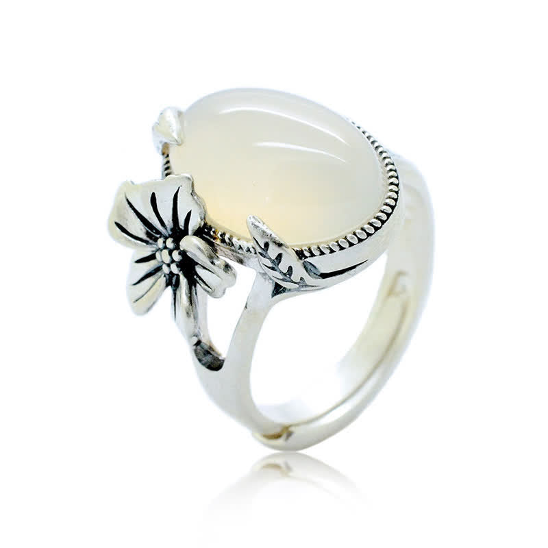 Nimara Ritual 990 Sterling Silver Natural Chalcedony Plum Positive Harmony Ring