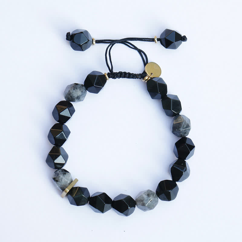 Nimara Ritual Black Obsidian Black Glitter Stone Purification Bracelet