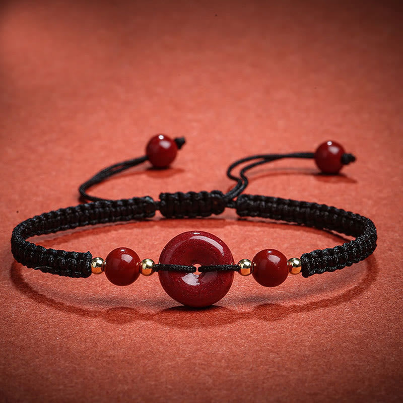 Nimara Ritual Natural Cinnabar Peace Buckle Blessing String Bracelet