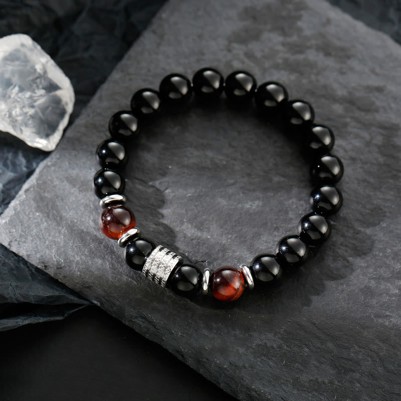 Nimara Ritual Natural Black Obsidian Tiger Eye Strength Fulfillment Bracelet