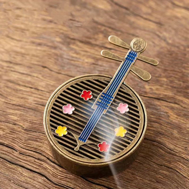 Nimara Ritual Small Mini Gourd Fan Pipa Copper Alloy Incense Burner Decoration With Incense