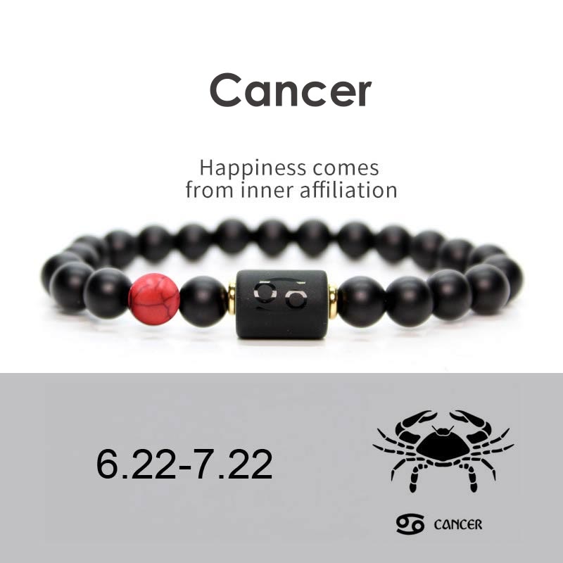 Nimara Ritual 12 Constellations of the Zodiac Black Onyx Adjustable Bracelet