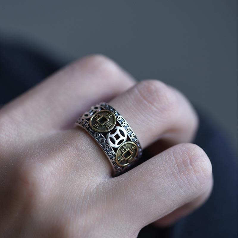 Nimara Ritual Five-Emperor Coins Balance Adjustable Ring