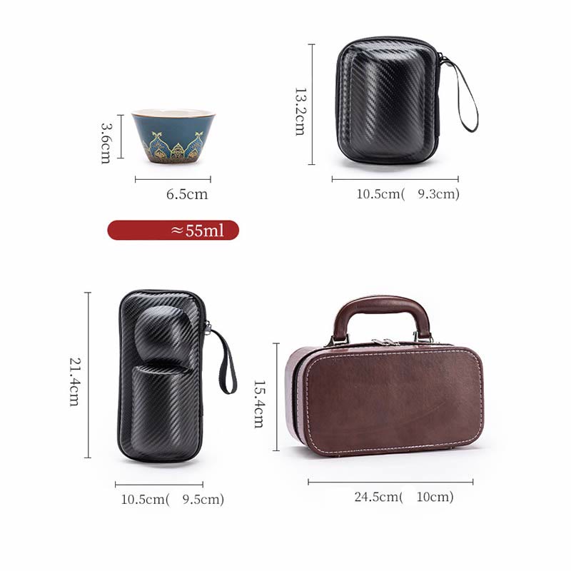 Nimara Ritual Flower Chinese Gongfu Ceramic Teapot Portable Outdoor Travel Tea Set Bag