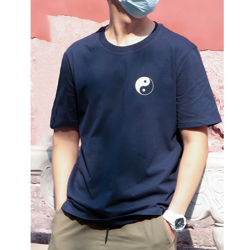 Nimara Ritual Men's Summer Round Neck Short Sleeve Yin Yang Cotton T-Shirt