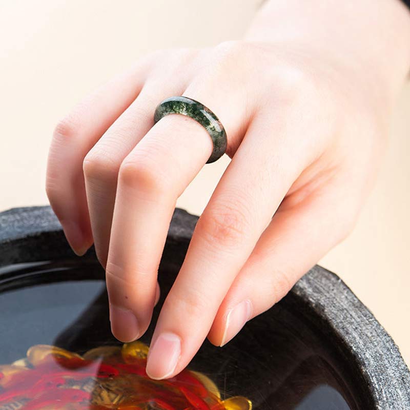 Nimara Ritual Moss Agate Healing Balance Ring