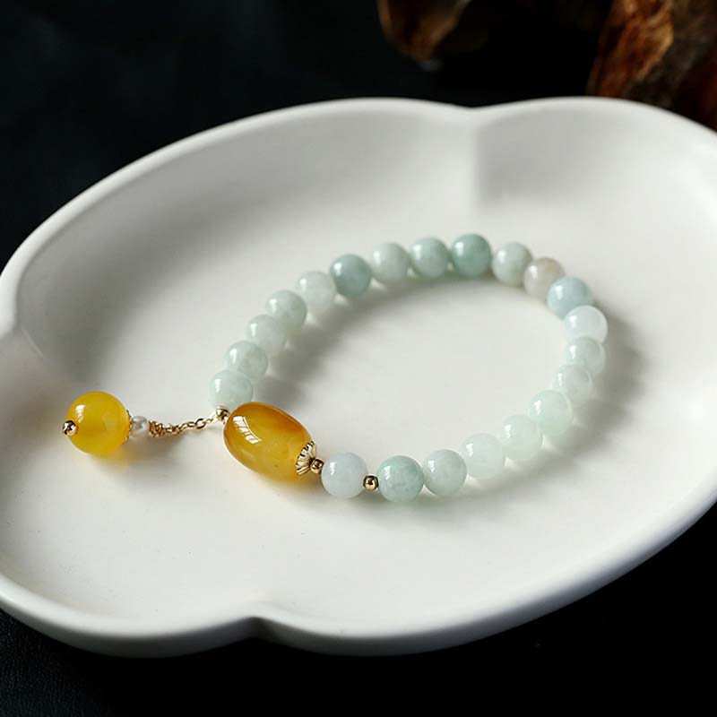 Nimara Ritual Natural White Jade Agate Protection Bracelet