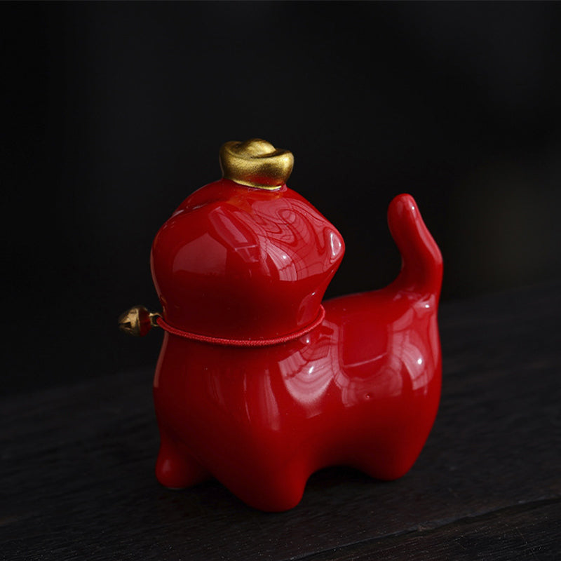 Nimara Ritual Mini Lucky Cat Ingot Tea Pet Ceramic Home Desk Figurine Decoration
