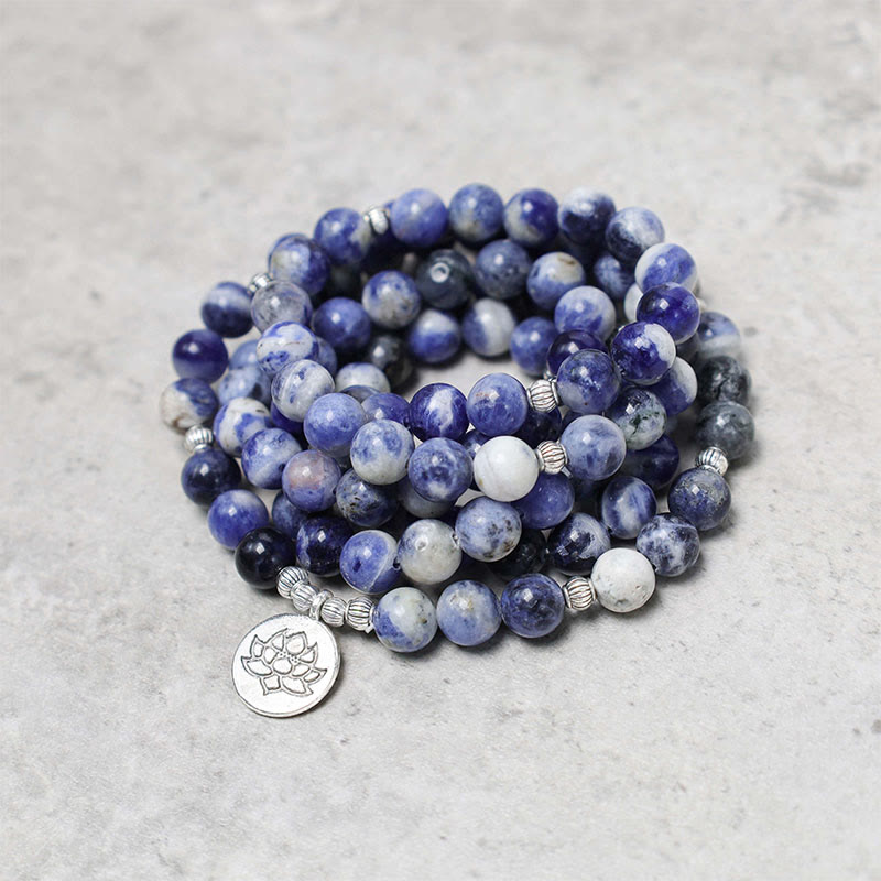 Nimara Ritual Natural Blue Aventurine Lotus Peace Necklace Bracelet