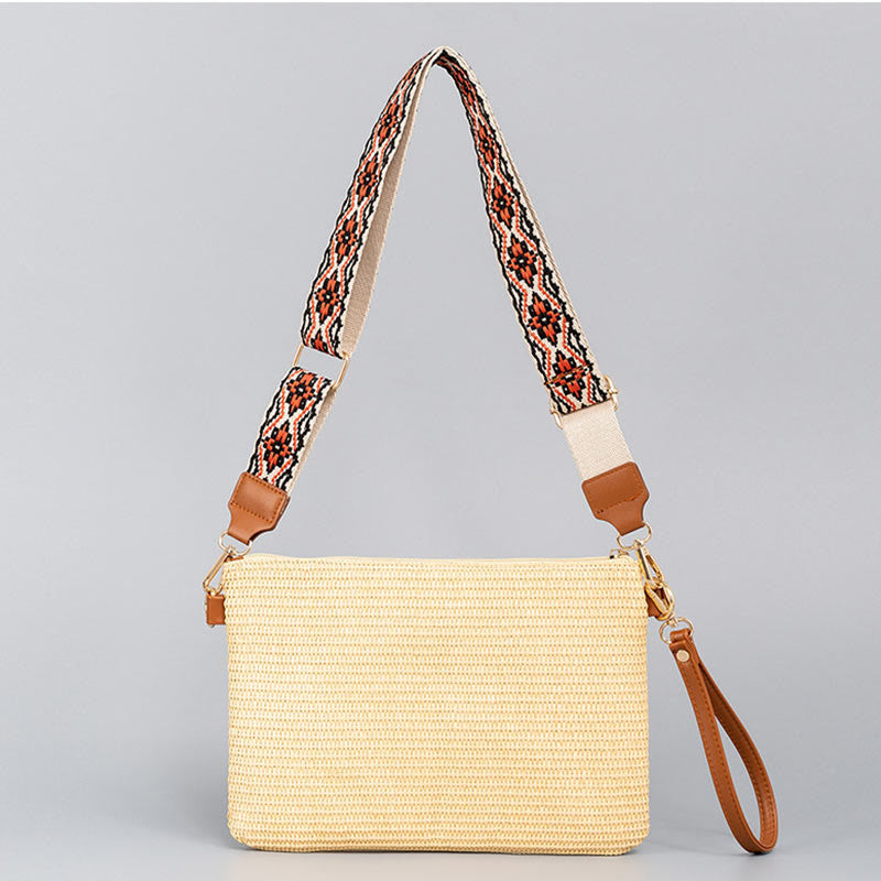 Nimara Ritual Boho Colorful Geometry Straw Woven Crossbody Bag Shoulder Bag Handbag