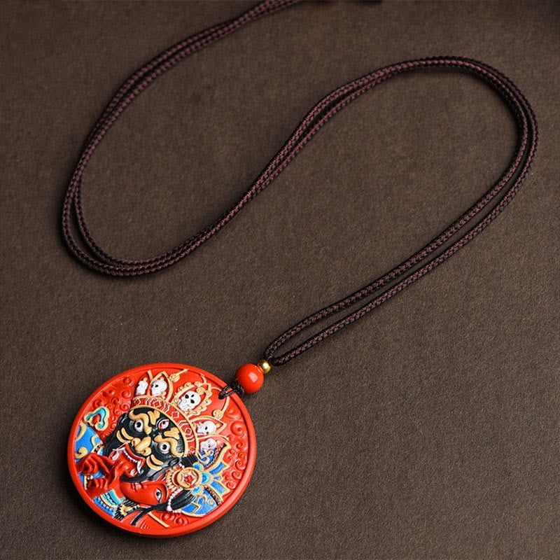Nimara Ritual Zakiram Goddess of Wealth Painted Cinnabar Blessing Necklace Pendant