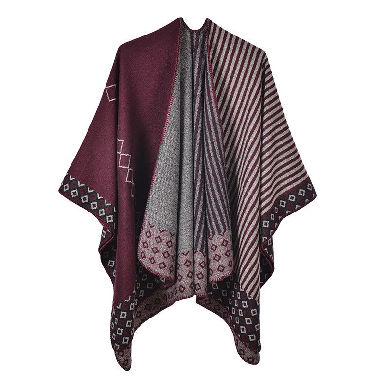 Nimara Ritual Tibetan Shawl Striped Diamond Pattern Winter Warm Soft Scarf