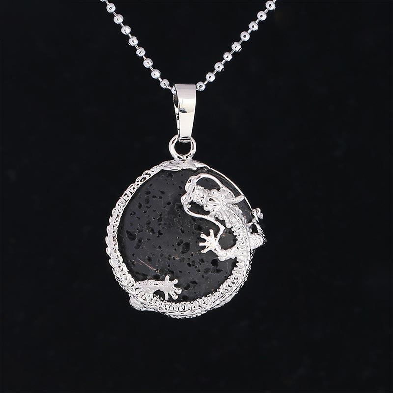 Nimara Ritual Chinese Dragon Natural Quartz Crystal Healing Energy Necklace Pendant