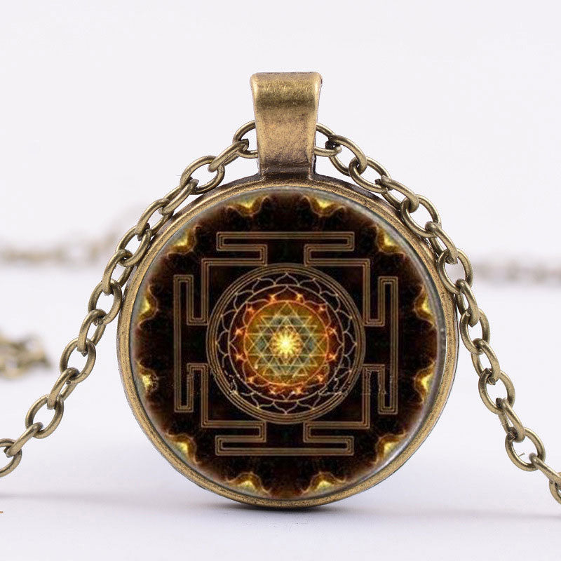 Nimara Ritual Sacred Sri Yantra Time Gemstone Necklace