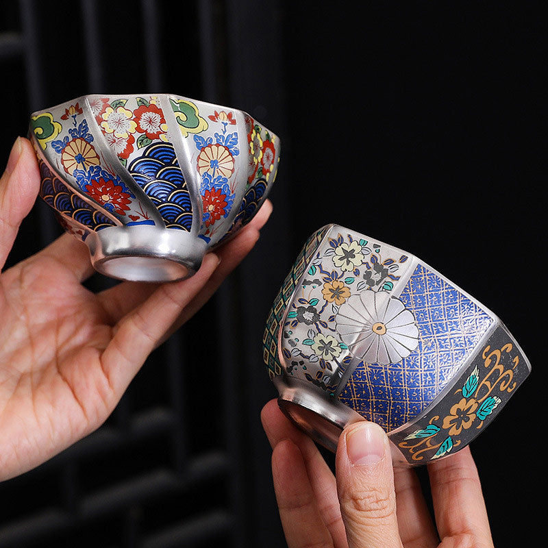 Nimara Ritual Chrysanthemum Flowers Ceramic Teacup Kung Fu Tea Cup