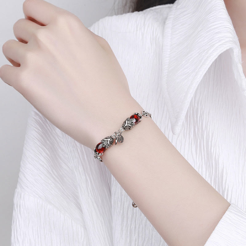 Nimara Ritual Garnet Double PiXiu Copper Coin Protection Chain Bracelet