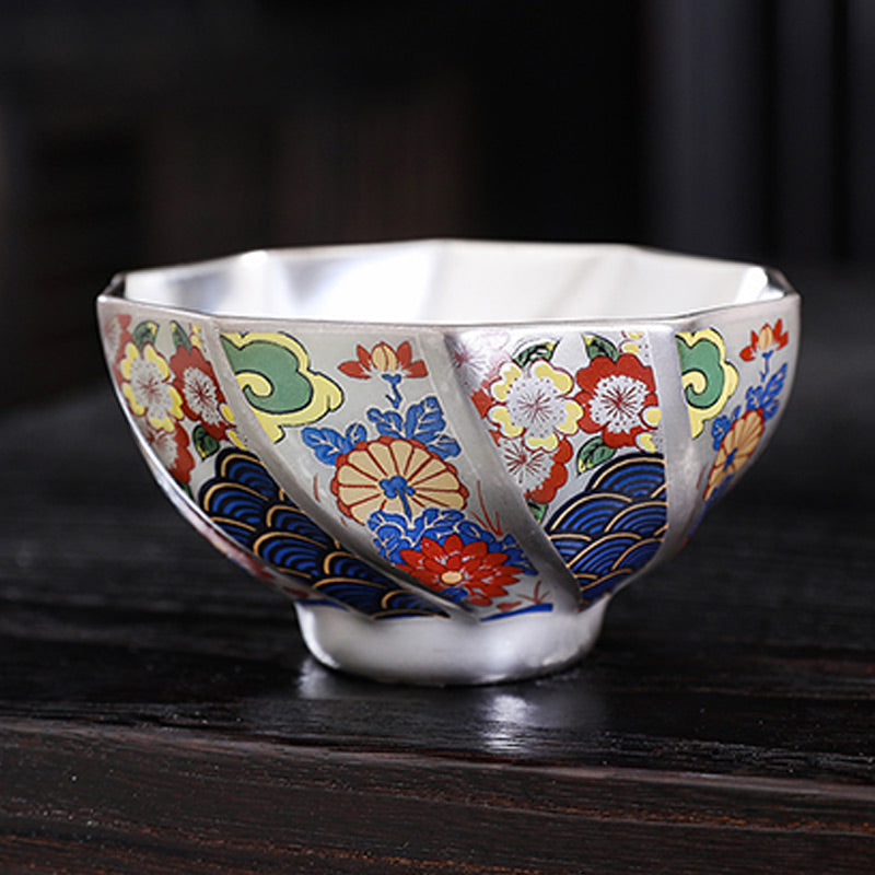 Nimara Ritual Chrysanthemum Flowers Ceramic Teacup Kung Fu Tea Cup