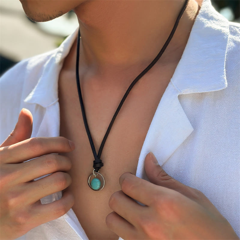 Nimara Ritual Round Turquoise Stone Protection Strength Necklace Pendant