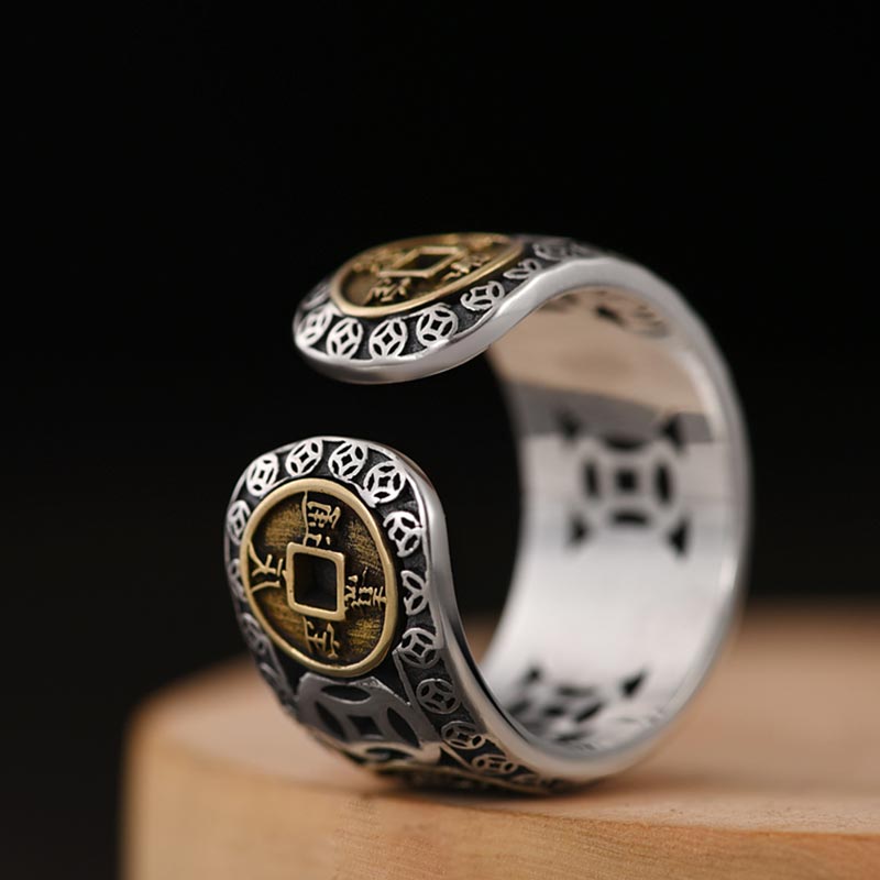 Nimara Ritual Five-Emperor Coins Balance Adjustable Ring
