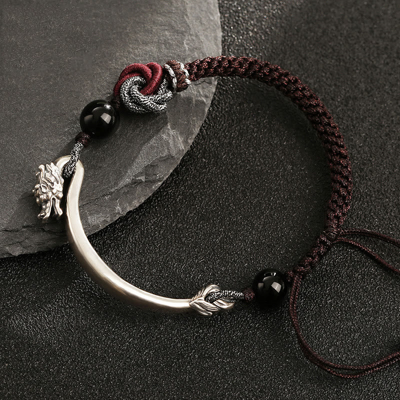 Nimara Ritual 925 Sterling Silver Auspicious Dragon Success Handcrafted Braided Bracelet