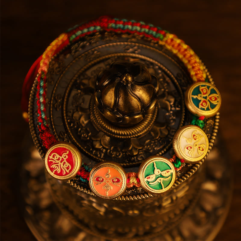 Nimara Ritual Tibetan Five God Of Wealth Colorful Rope Braided Luck Bracelet