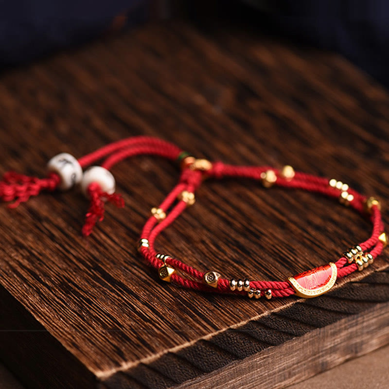 Nimara Ritual Handmade Cinnabar Dumplings Design Luck Braided Red Rope Bracelet