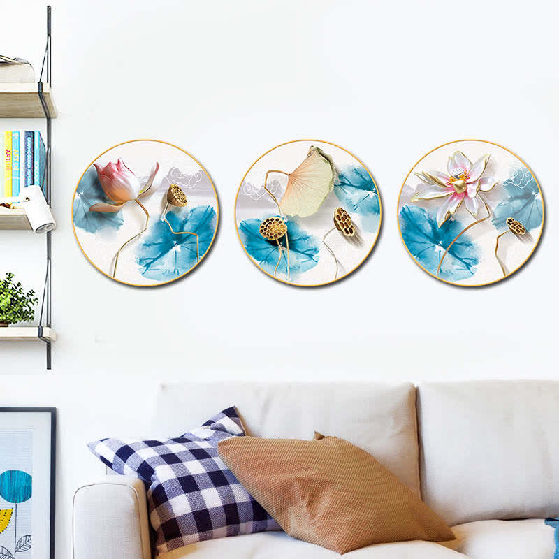 Nimara Ritual 3Pcs Lotus Flower Meditation Enlightenment Wall Art Stickers